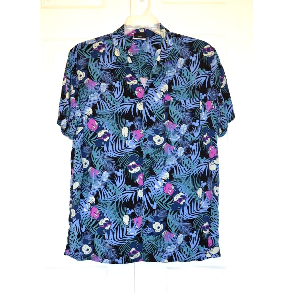 Disney Mickey Mouse Shirt Mens L Short Sleeve Button Front Mickey All Over Print - Picture 3 of 12
